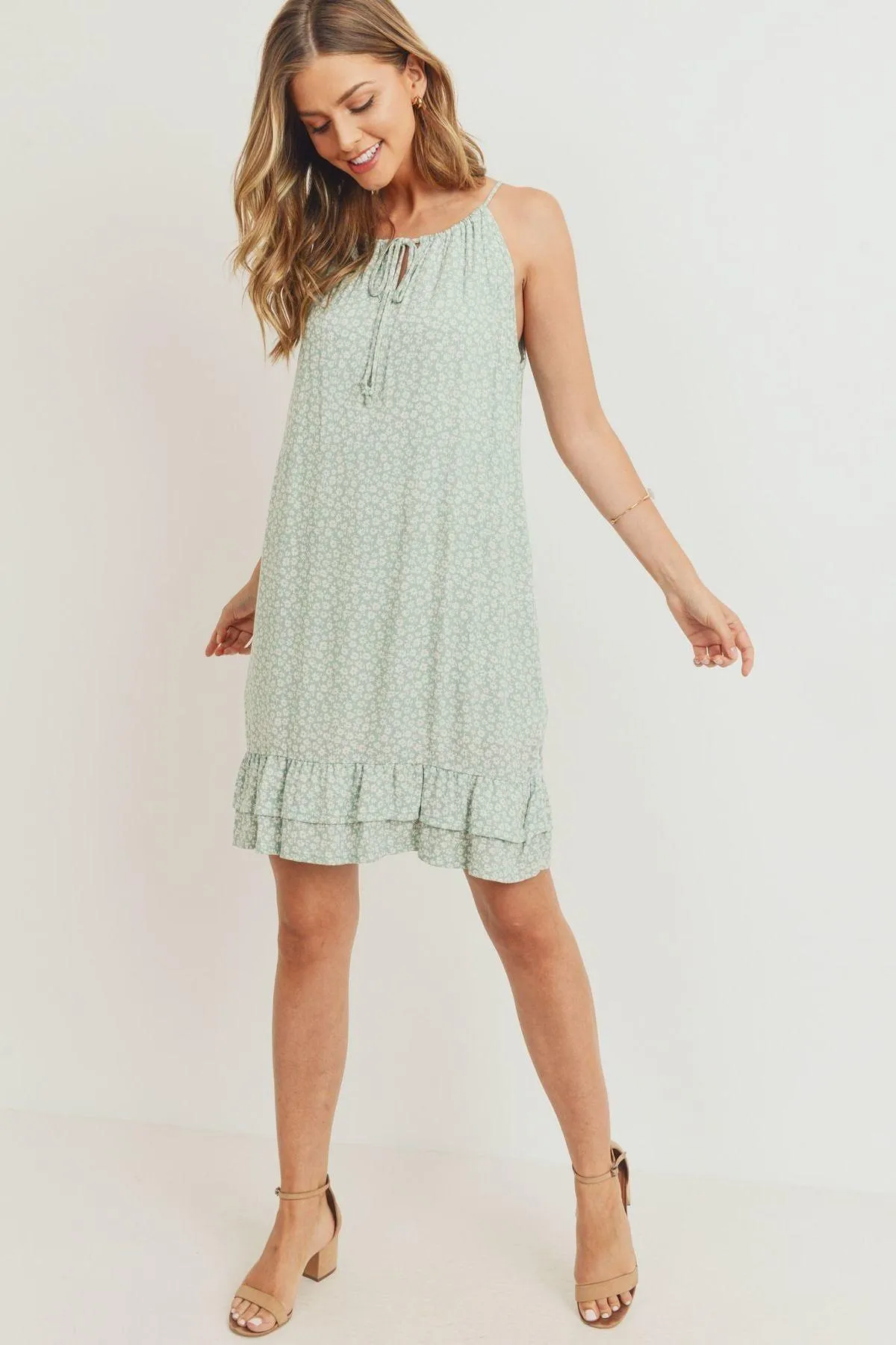 Beautiful Ruffled Floral Sleeveless Fashion Dress