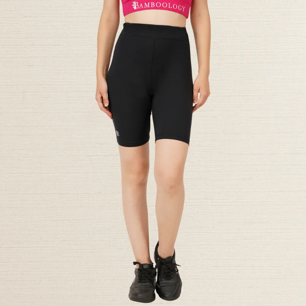 Black Cycling Shorts | Bamboo Fabric | Breathable | Women Active Wear