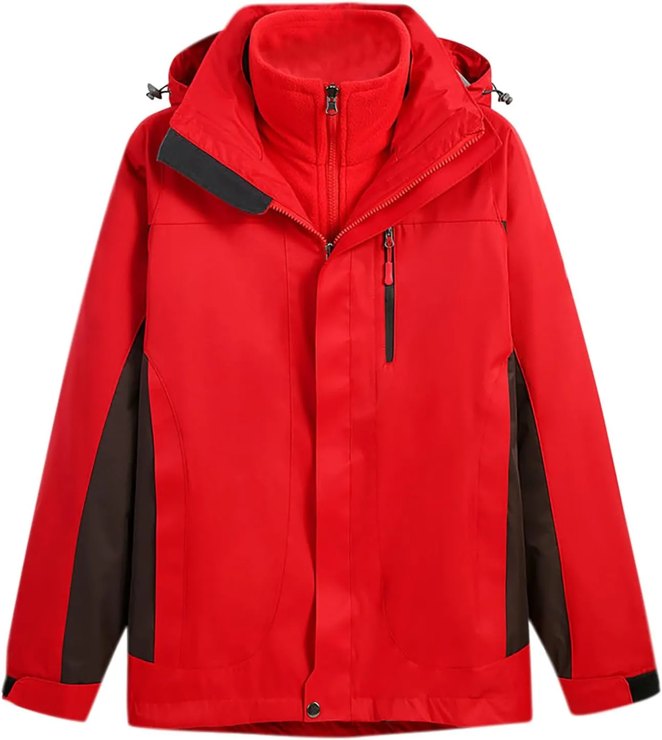 Cambkatl Men's Softshell Jacket 3-in-1 Windbreaker Waterproof Winter Warm Outerwear Hooded Tactical Coat for Hiking Running