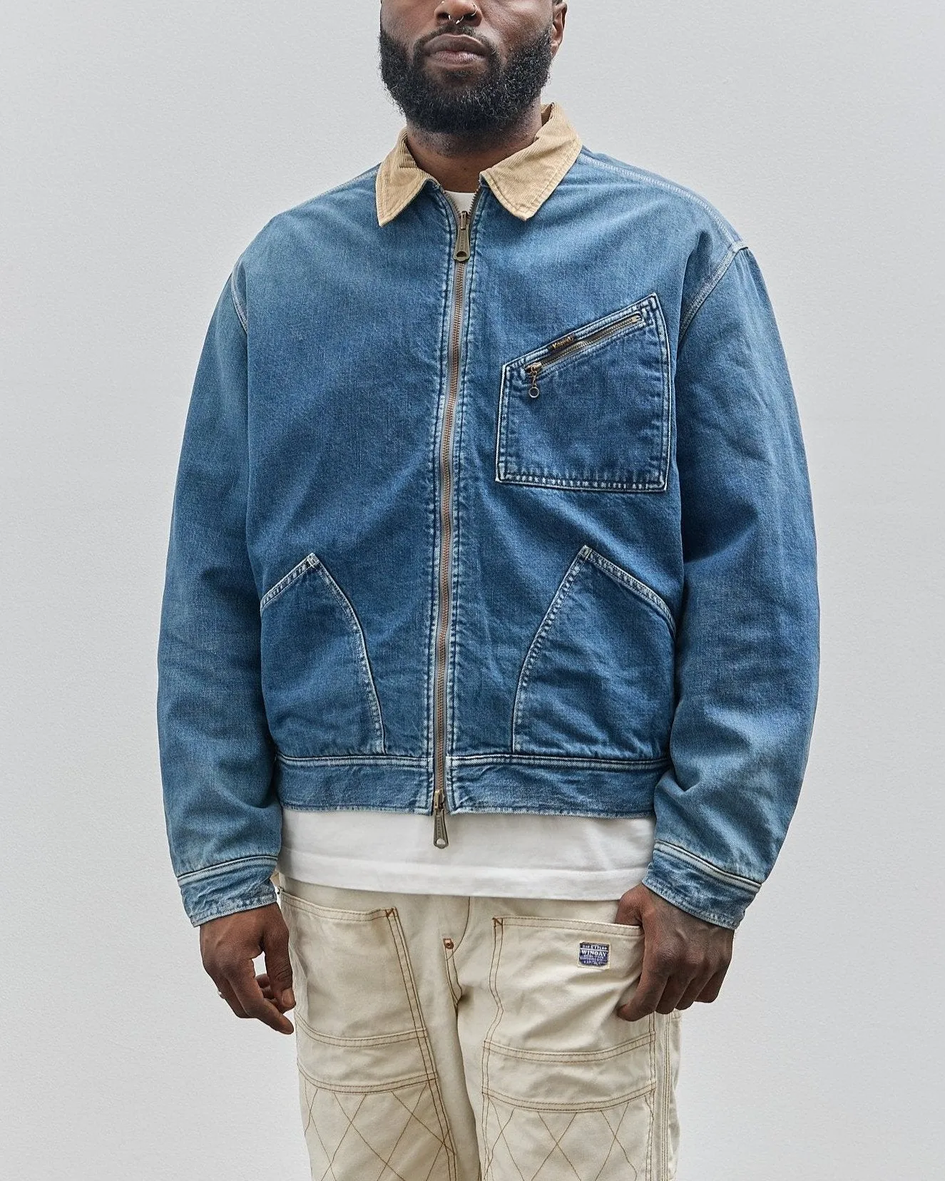Kapital Unisex 11.5oz Denim Bone Lining Reversible Zip-Up, Pro