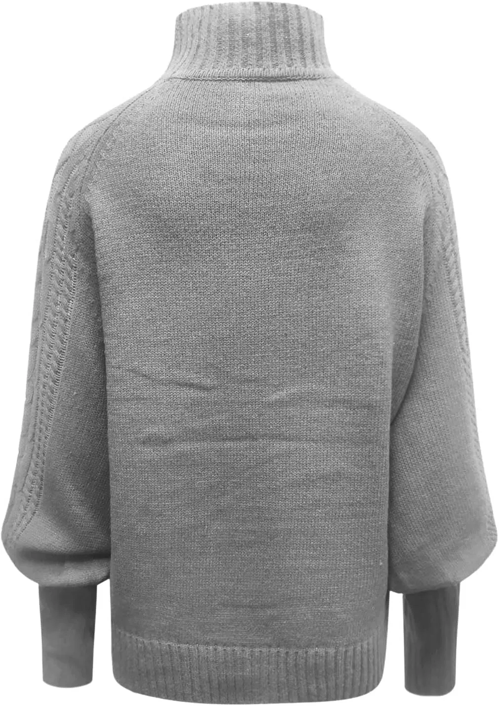 Ladies Mid Neck Sweater Loose Long Sleeve Knit Solid Color Sweater Pullover Top Chunky Sweaters Pullover