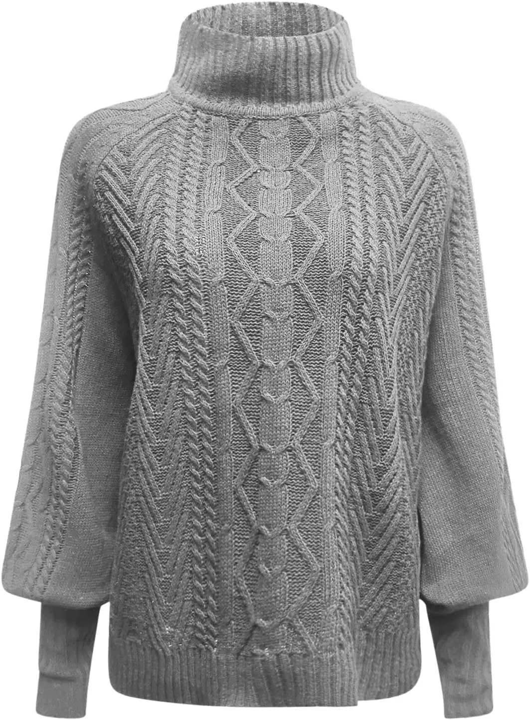 Ladies Mid Neck Sweater Loose Long Sleeve Knit Solid Color Sweater Pullover Top Chunky Sweaters Pullover