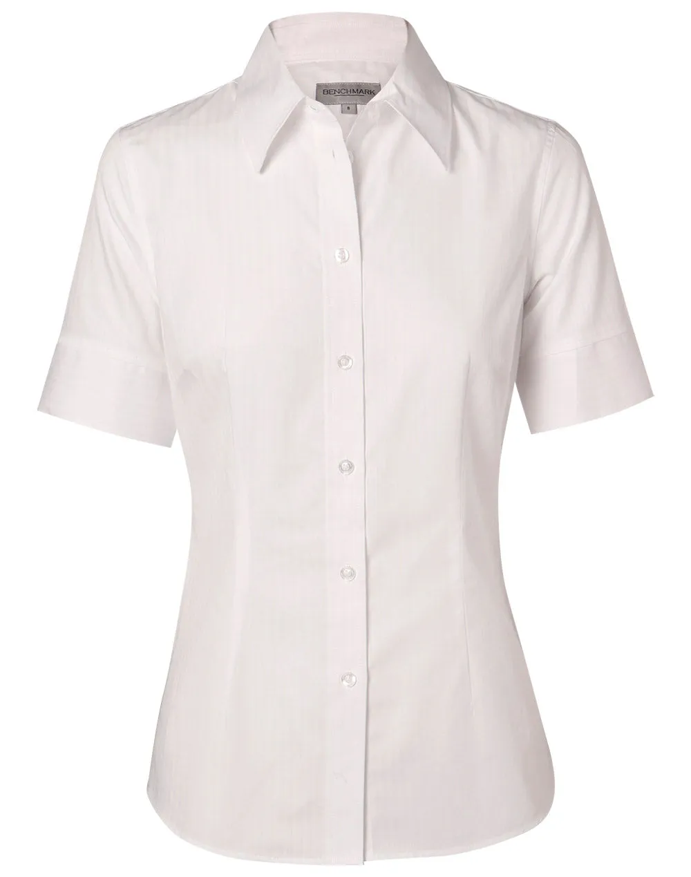 Ladies Self Stripe Short Sleeve Shirt - M8100S