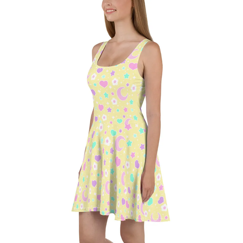 Magical Spring Yellow Skater Dress
