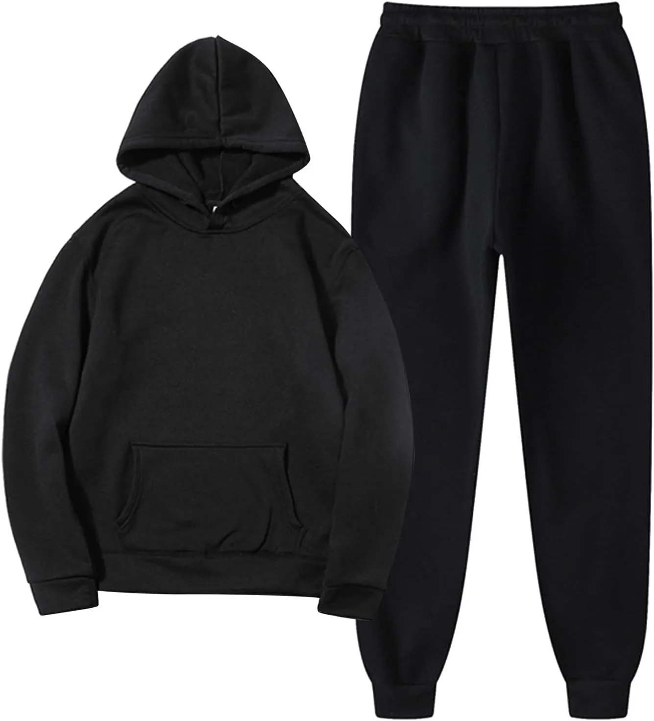 Men's Jogging Tracksuit 2 Piece Outfits Plus Size Casual Athletic Sweatshirt Sweatpants Sets Plain Running Hoodie Set
