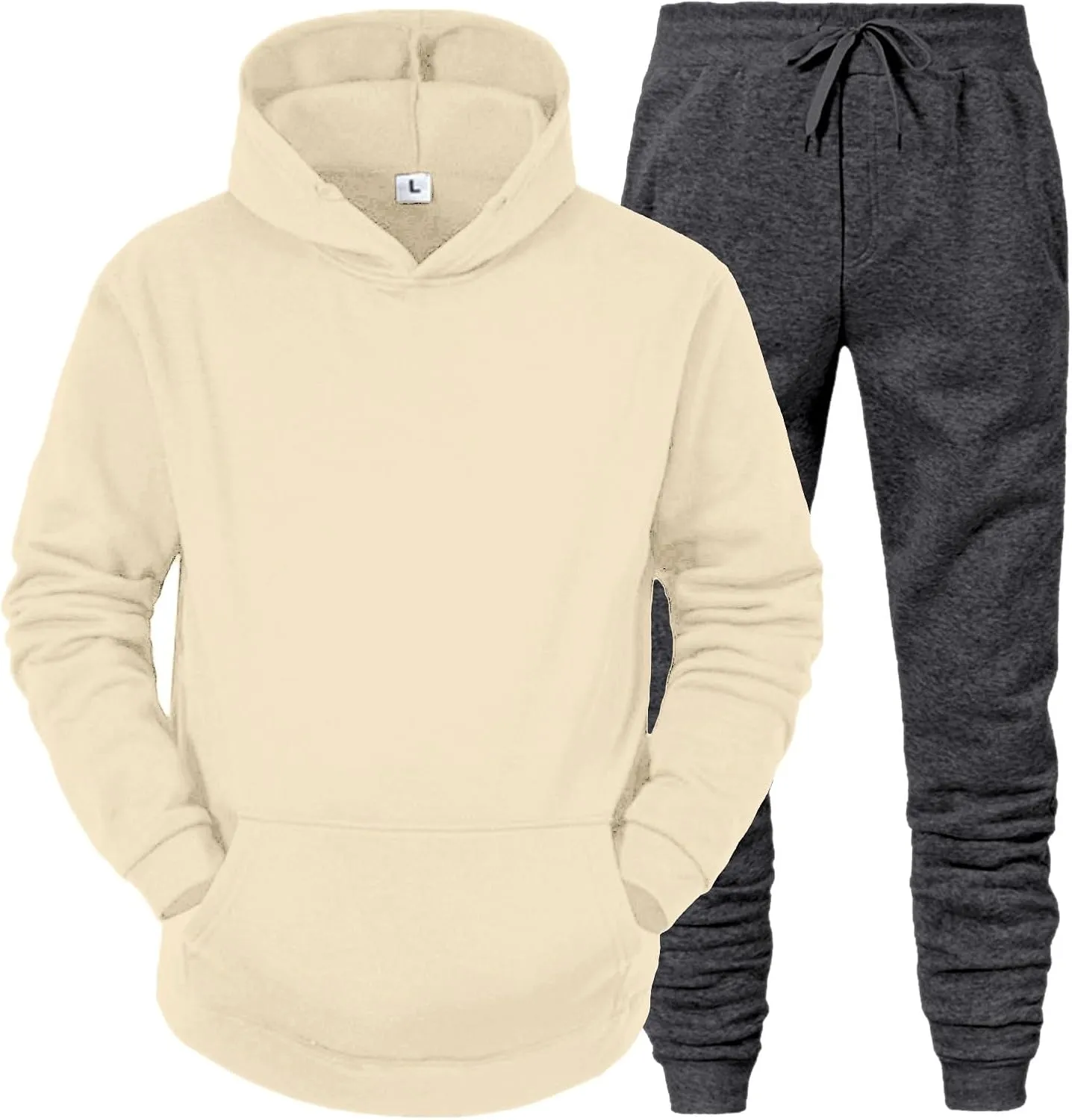 Men's Jogging Tracksuit 2 Piece Outfits Plus Size Casual Athletic Sweatshirt Sweatpants Sets Plain Running Hoodie Set