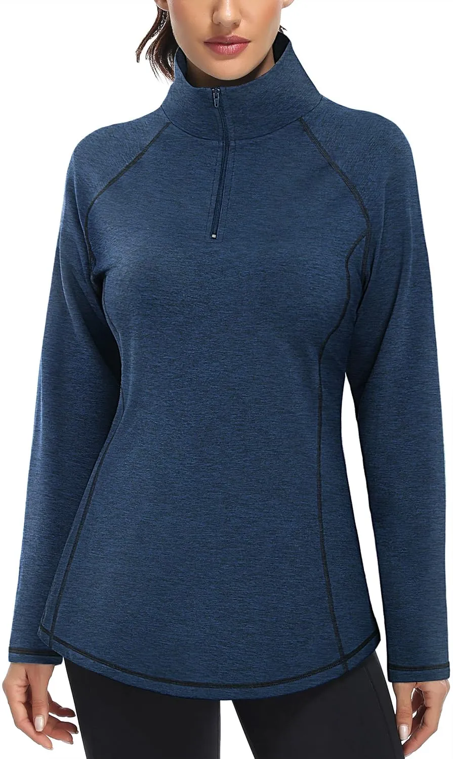 Miusey Womens Quarter Zip Running Pullover Jackets Long Sleeve Workout Tops (PRIME)