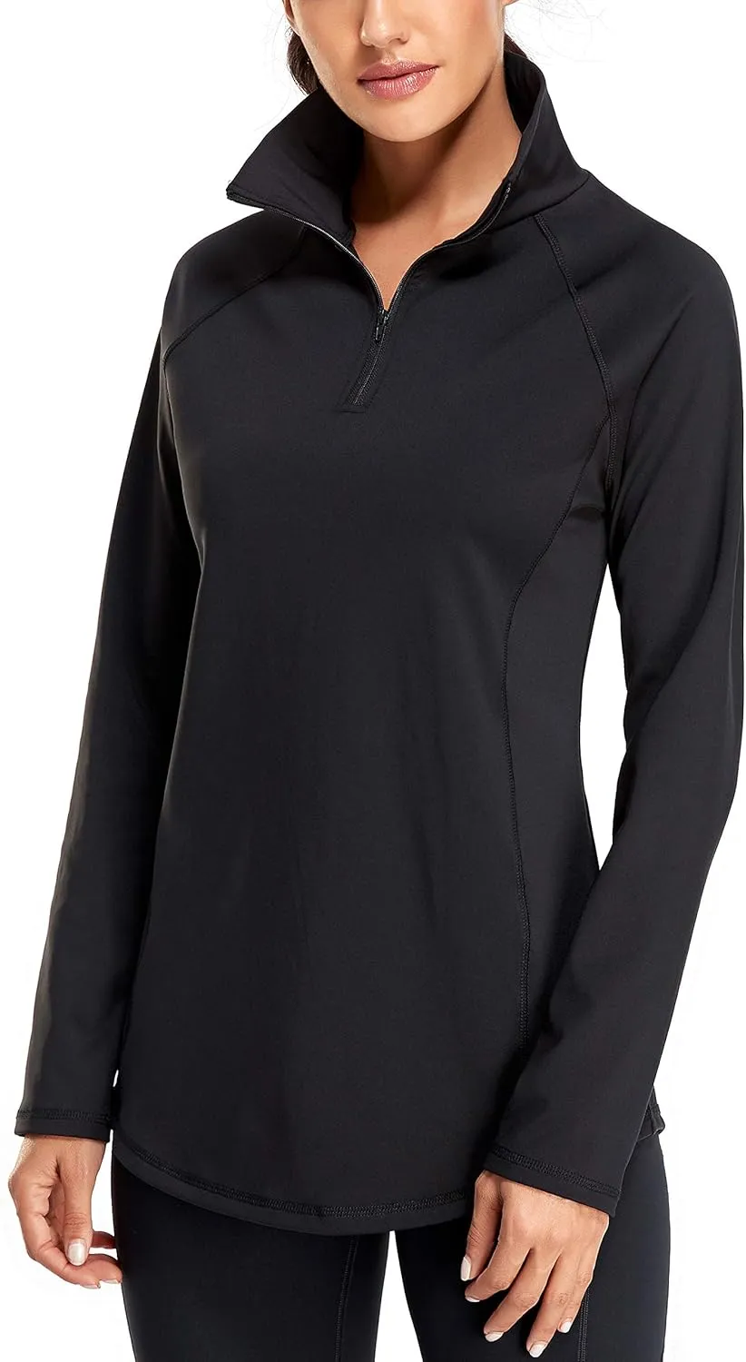 Miusey Womens Quarter Zip Running Pullover Jackets Long Sleeve Workout Tops (PRIME)