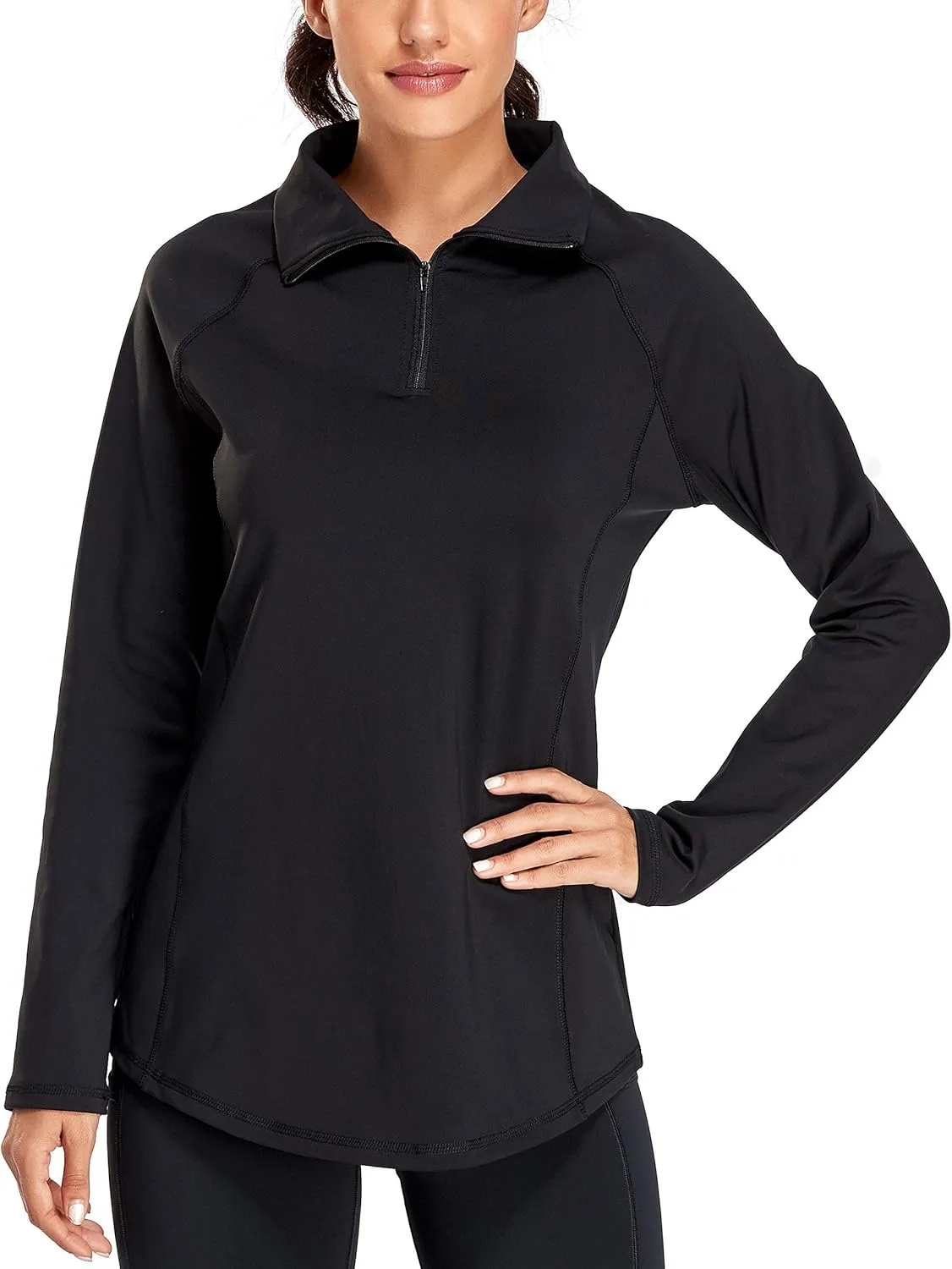 Miusey Womens Quarter Zip Running Pullover Jackets Long Sleeve Workout Tops (PRIME)
