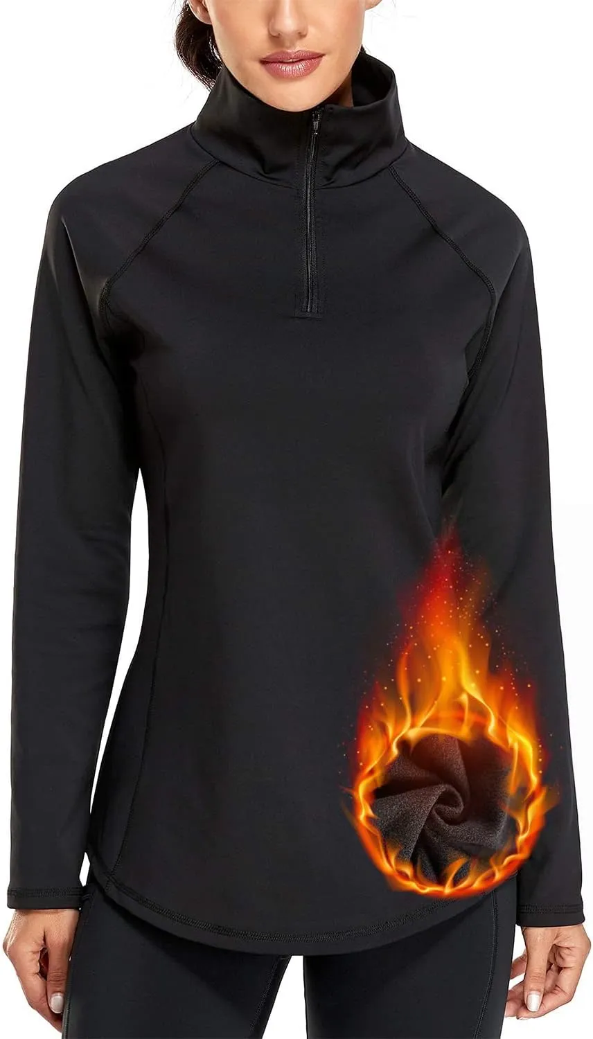 Miusey Womens Quarter Zip Running Pullover Jackets Long Sleeve Workout Tops (PRIME)