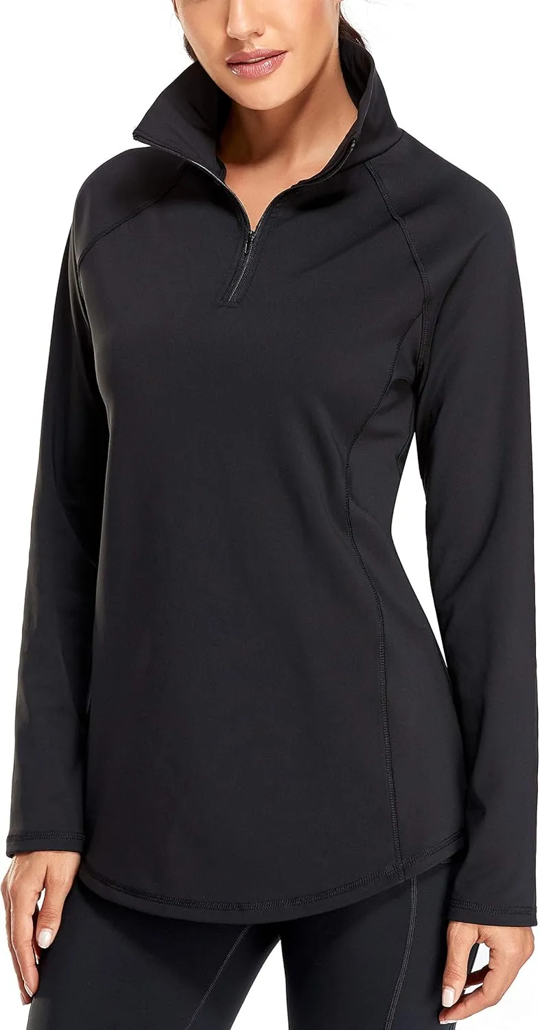 Miusey Womens Quarter Zip Running Pullover Jackets Long Sleeve Workout Tops (PRIME)