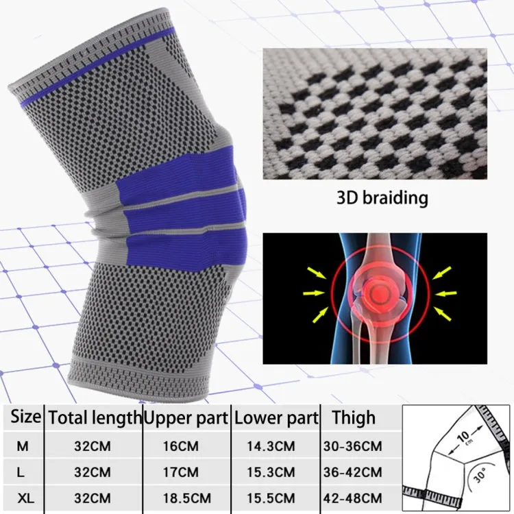 Outdoor Fitness Mountaineering Knit Protection Silicone Anti - collision Spring Support Sports Knee Protector, Size: M(Black)