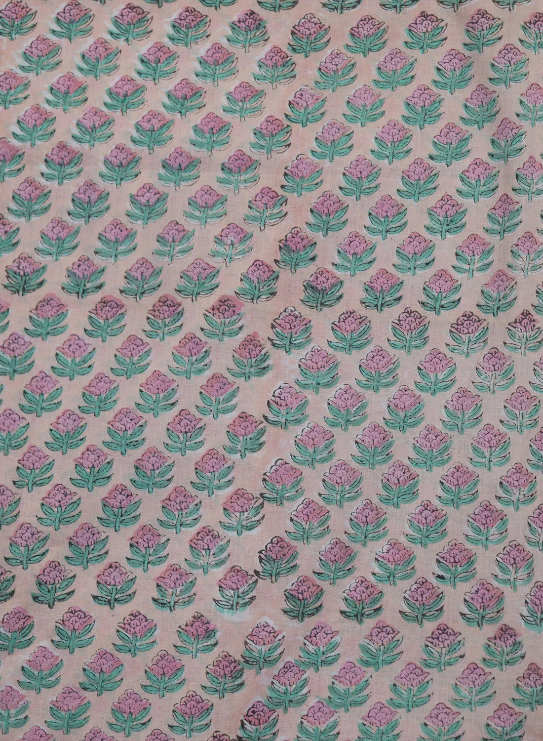 Soft Pastel Block Print Cotton Fabric - 1 Meter Length