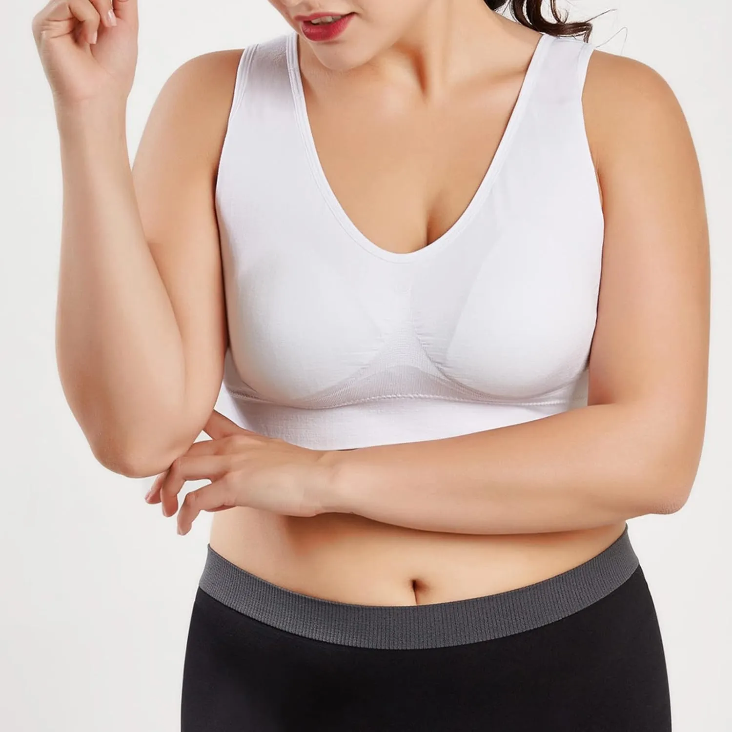 Sports Bras for Women Pack Padded Sports Large Bra No Underwire Full Coverage Workout Crop Tops Everyday Wear Solid