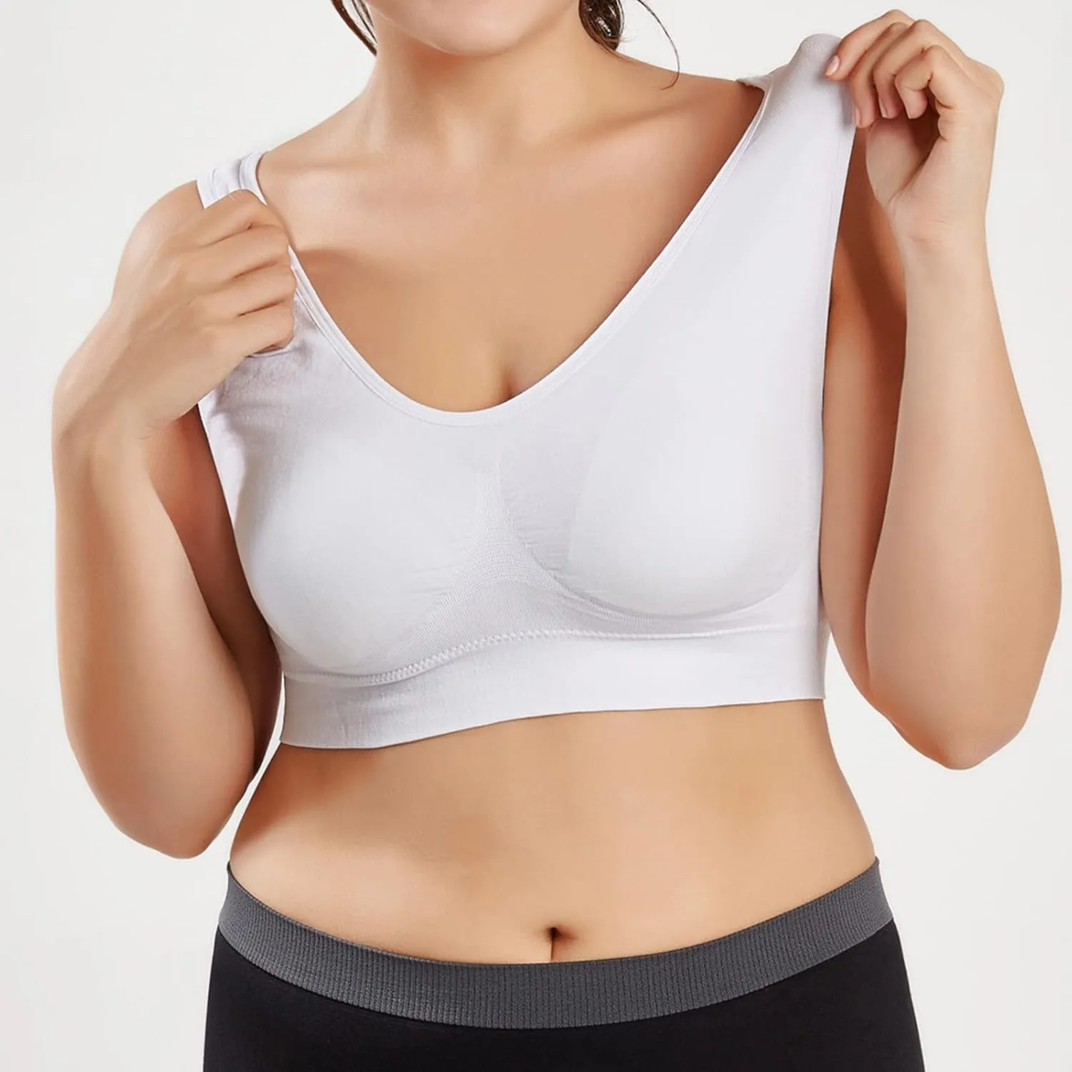 Sports Bras for Women Pack Padded Sports Large Bra No Underwire Full Coverage Workout Crop Tops Everyday Wear Solid
