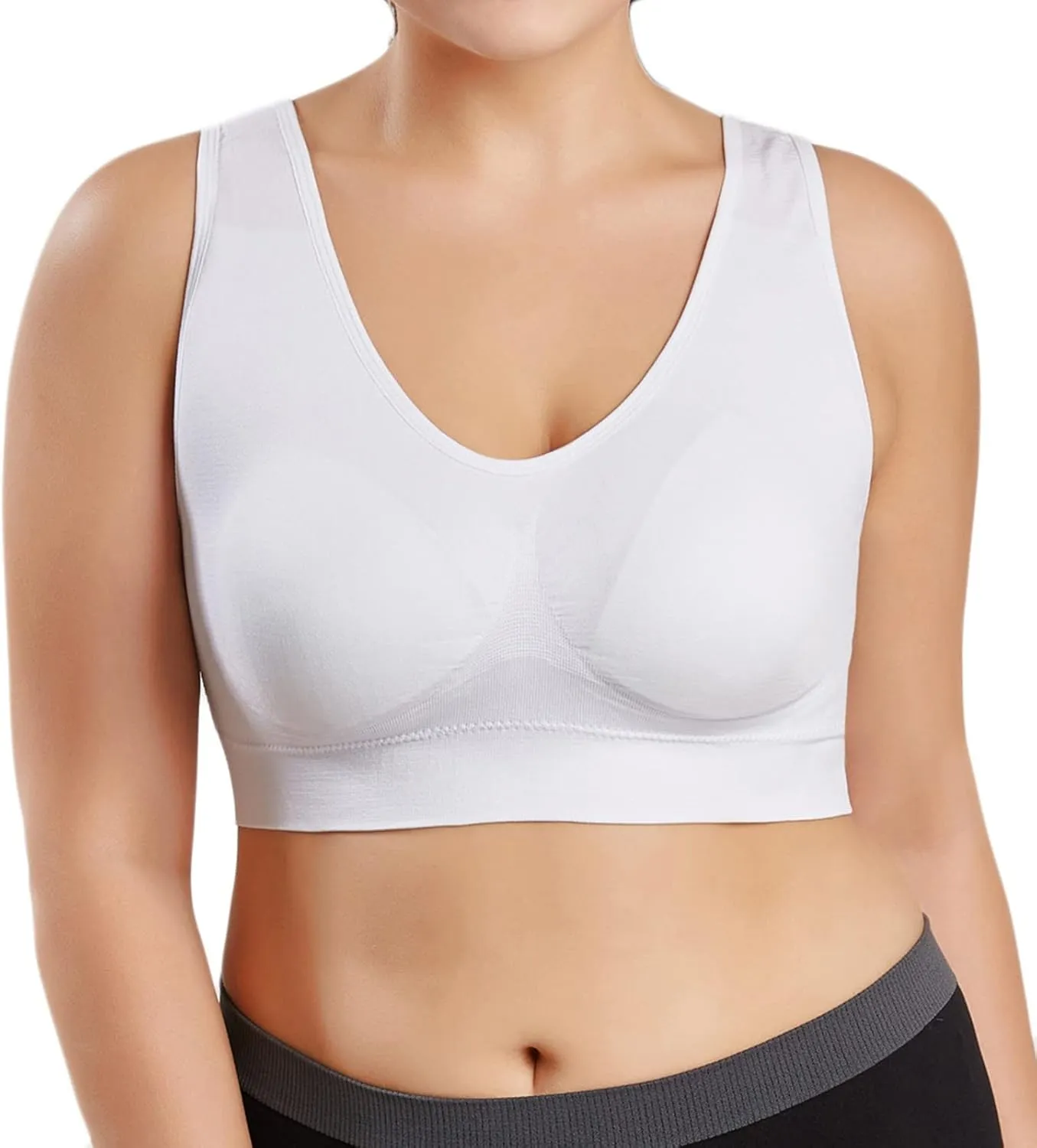 Sports Bras for Women Pack Padded Sports Large Bra No Underwire Full Coverage Workout Crop Tops Everyday Wear Solid