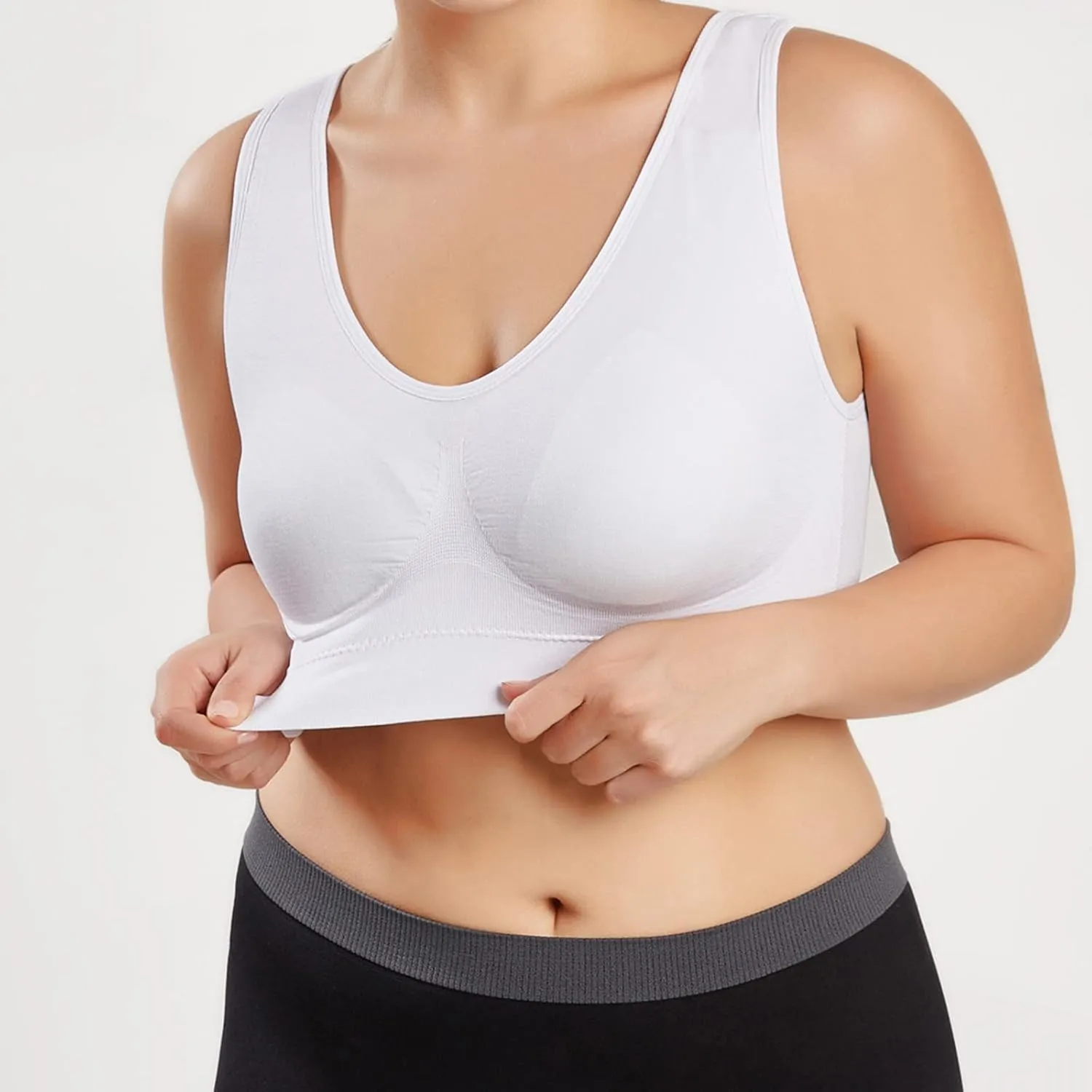 Sports Bras for Women Pack Padded Sports Large Bra No Underwire Full Coverage Workout Crop Tops Everyday Wear Solid