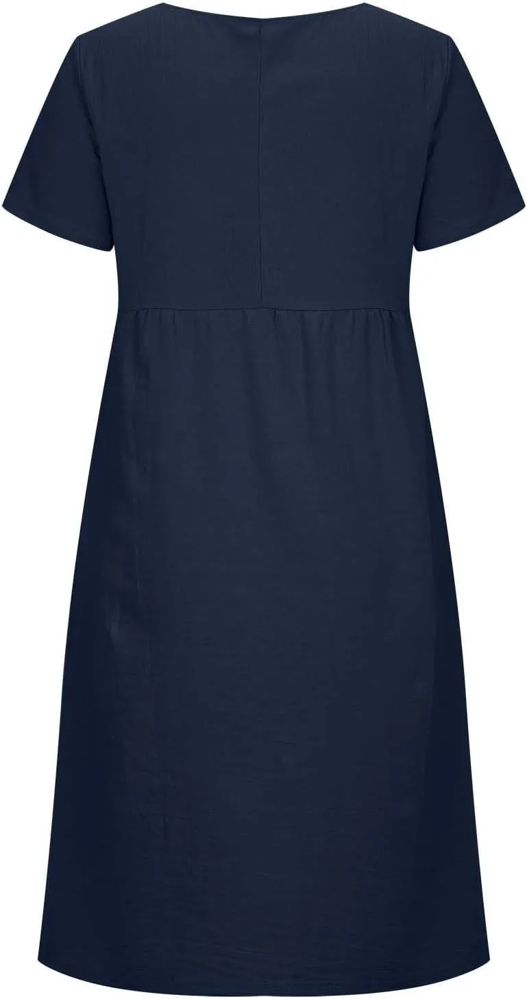 Womens Cotton Linen Maxi Dresses Summer Flowy Dress Trendy Spring Coverup Clothes Oversized Baggy Casual Fall Clothes