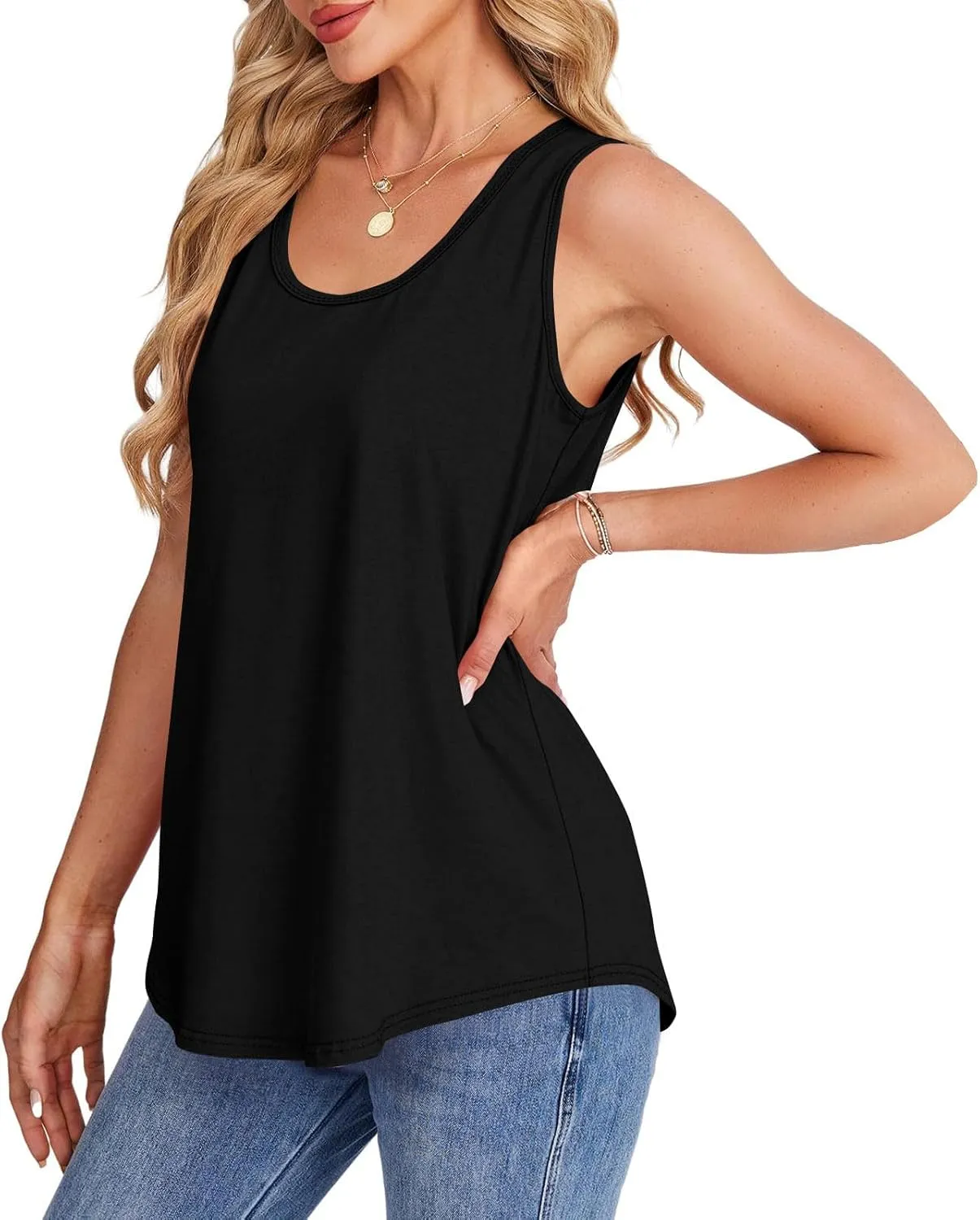 Womens Tank Tops Dressy Casual Fitted Fashion Crew Neck Sleeveless Clothes Hawaiian Vacation Solid Comfy Camisole