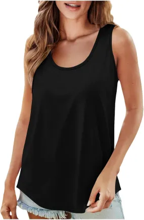 Womens Tank Tops Dressy Casual Fitted Fashion Crew Neck Sleeveless Clothes Hawaiian Vacation Solid Comfy Camisole
