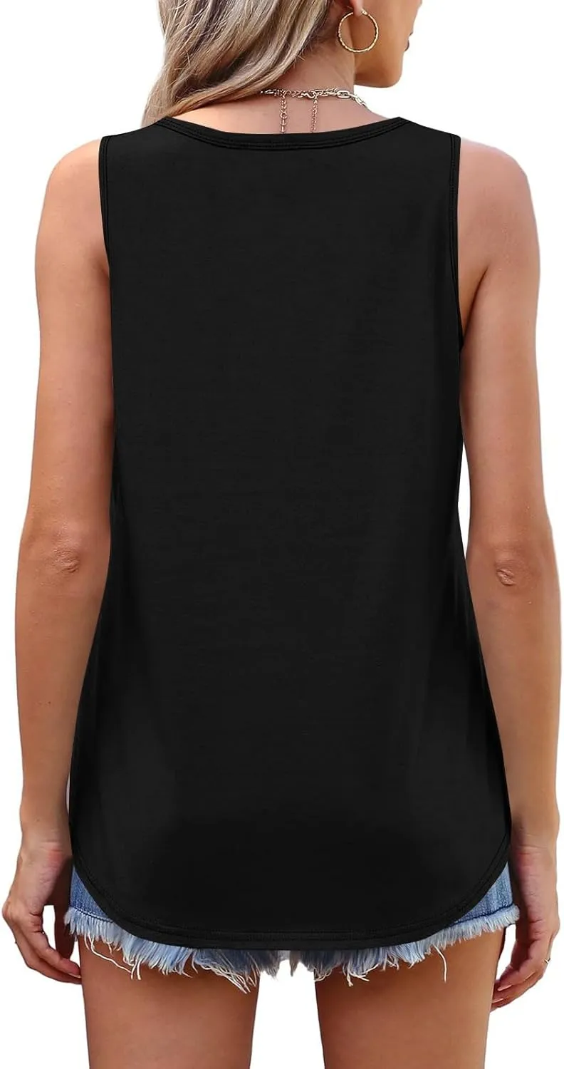 Womens Tank Tops Dressy Casual Fitted Fashion Crew Neck Sleeveless Clothes Hawaiian Vacation Solid Comfy Camisole