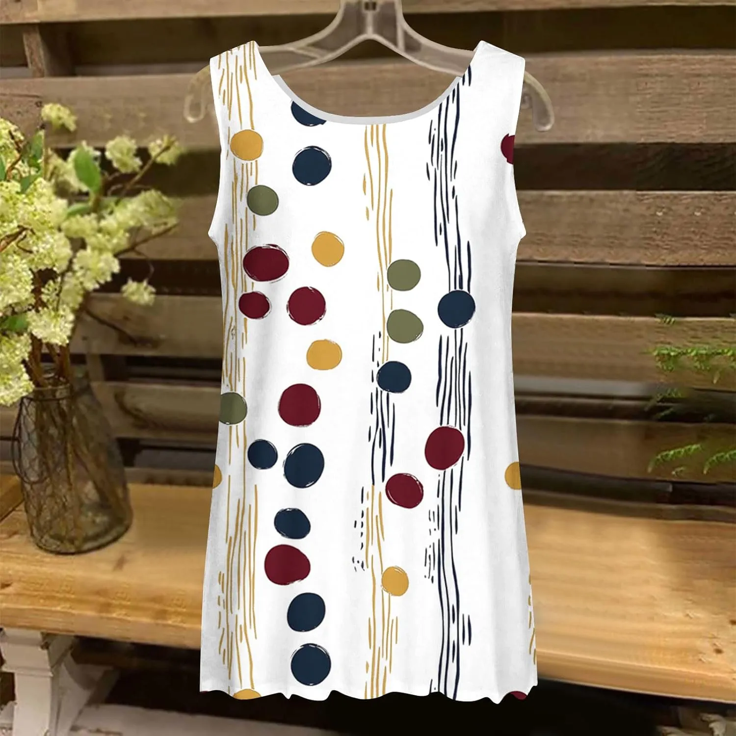 Womens Tank Tops Hawaiian Dressy Printed Casual Crew Neck Sleeveless Shirts 2025 Trendy Summer Beach Ruffled Tank Top